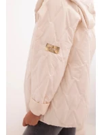 Dámská prošívaná bunda s kapucí světle béžová