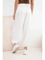 Dámské široké kalhoty s gumou v pase a vázáním v aladinském stylu ecru