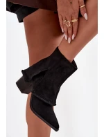 Dámské kotníkové boty na podpatku s otočeným horním lemem Černé Idalia