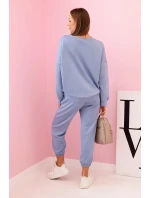 Komplet teplákové + kalhoty máslová látka světlý denim Komplet teplákové + kalhoty máslová látka světlý denim