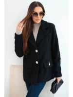 Dámská bunda z měkkého beránka s límcem černá