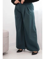 Dámské kalhoty Plus Size se širokými nohavicemi a plisováním mořské