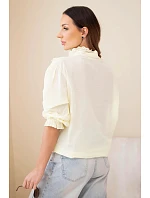 Dámská bavlněná košile s krajkou a zavazováním žlutá Dámská bavlněná košile s krajkou a zavazováním žlutá