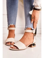 Kožené Sandály Na Zlatých Podpatcích Laura Messi 2143 Béžová