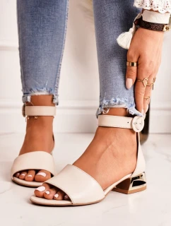 Kožené Sandály Na Zlatých Podpatcích Laura Messi 2143 Béžová