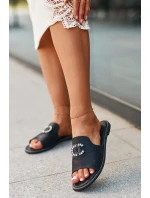 Elegantní Dámské Lesklé Žabky S Ozdobou S.Barski KV27-050 Černé