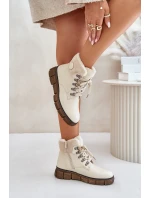 Dámské Zateplené Botky Traperky Na Zip Béžové Mevanisa