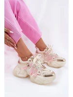 Dámské Kožené Tenisky Na Masivní Podešvi GOE RR2N4031 Béžové Dámské Kožené Tenisky Na Masivní Podešvi GOE RR2N4031 Béžové