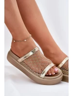 Zdobené dámské sandály na platformě se síťkou S.Barski MY51-016 zlaté