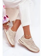 Kožené Dámské Sportovní Boty Sneakers Daniel Lopez Just Dare SS2D4043 Béžové