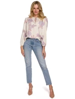 Dámská halenka K099 Ecru s fialkovou - Makover