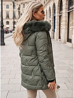 Dámská zimní prošívaná bunda s kapucí, zelená, FashionStreet TY5739