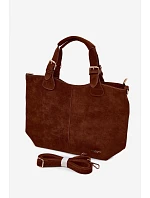 Kožená kabelka z imitace semiše Camel Clarette