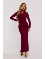 M891 Šaty s řasením a šerpou - bordó