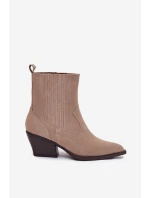 Dámské kotníkové boty na podpatku 6350 Béžová - Ideal Shoes Dámské kotníkové boty na podpatku 6350 Béžová - Ideal Shoes