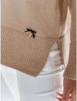 amski Svetr s výstřihem do V VERALIA camel FashionStreet MY2518