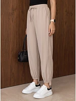 Dámské jogger kalhoty s gumou v pase, béžové, FashionStreet UY3154