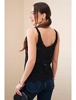 Dámská viskózová halenka bez rukávů s výstřihem do V džínová