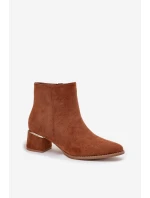 Dámské kotníkové boty na podpatku se zlatým prvkem zateplené Camel Nolessa