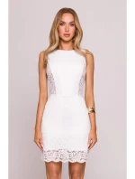 M864 Mini šaty s krajkovými panely - ecru
