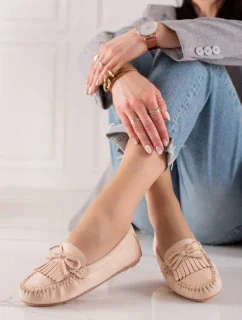 Trendy dámské hnědé  mokasíny bez podpatku