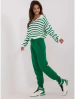 Zeleno/ecru úpletový dámský pruhovaný komplet (0610) Zeleno/ecru úpletový dámský pruhovaný komplet (0610)