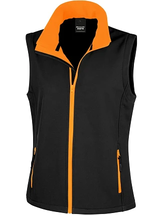 Result R 232F Dámská 2-vrstvá softshell vesta "Printable" 30.232F black/orange Result R 232F Dámská 2-vrstvá softshell vesta "Printable" 30.232F black/orange