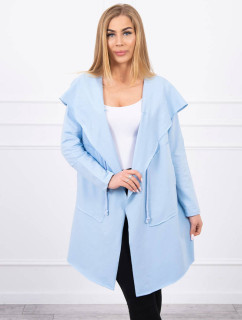 Volná bunda s kapucí v modré barvě