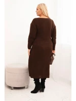 Dámská svetrková suknička Plus Size s mohair čokoládová