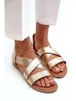 Kožené sandály se stahovací šňůrkou, zlatá Puglia