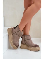 Kožené Semišové Sněhule Na Platformě A Klínu Hnědé Maciejka 06769-02 Tmavě hnědé Kožené Semišové Sněhule Na Platformě A Klínu Hnědé Maciejka 06769-02 Tmavě hnědé