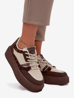 Dámské tenisky na platformě Big Star – hnědo-béžové