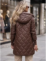 Dlouhá dámská prošívaná přechodová bunda, hnědá, FashionStreet TY5862