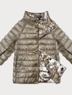 Béžová oboustranná květovaná dámská bunda se 3/4 rukávy Minority (M23-7009-62)