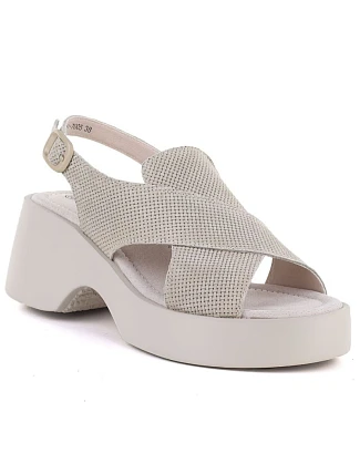 Dámské kožené sandály na platformě béžové S.Barski 7005