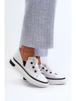 Bílé lakované dámské kožené tenisky D&A LR535 Bílé lakované dámské kožené tenisky D&A LR535