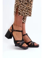 Dámské sandály na vysokém podpatku vyrobené z ekologické kůže Black Lyana