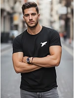 Pánské bavlněné tričko s potiskem ptáků černé FashionStreet NX0183R