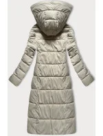 Světle béžová dlouhá dámská prošívaná zimní bunda Libland (7767)