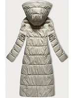 Dámská prošívaná dlouhá zimní bunda Libland light beige (7767) Dámská prošívaná dlouhá zimní bunda Libland light beige (7767)