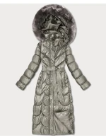 Klasický béžový prošívaný kabát s kapucí Minority (T3-2620#-62)