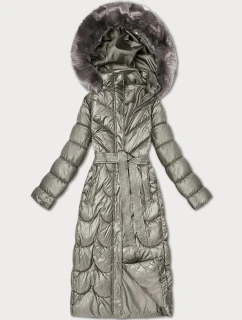 Klasický béžový prošívaný kabát s kapucí Minority (T3-2620#-62)