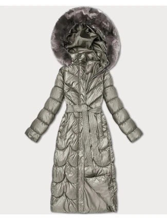 Klasický béžový prošívaný kabát s kapucí Minority (T3-2620#-62)