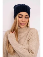 Milano fleecová čepice K203 navy blue melange+green Milano fleecová čepice K203 navy blue melange+green