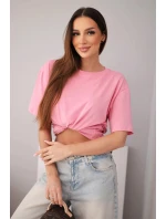 Dámská bavlněná basic halenka s krátkým rukávem světle růžová