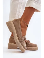 Dámské semišové mokasíny s ozdobou béžové Zazoo 3429/W Dámské semišové mokasíny s ozdobou béžové Zazoo 3429/W