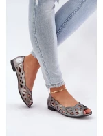 Vzorované baleríny s odkrytými prsty stříbrné Calgis