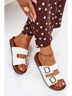 Dámské Pantofle Na Korkové Platformě S Přezkami Bílé Vesina Dámské Pantofle Na Korkové Platformě S Přezkami Bílé Vesina