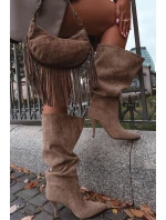 Dámské kozačky na jehlovém podpatku z ECO semiše Noretta – béžové Dámské kozačky na jehlovém podpatku z ECO semiše Noretta – béžové