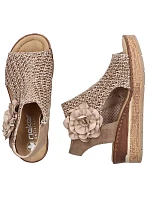 Dámské pohodlné sandály s pletenou platformou béžové Rieker 63791-60